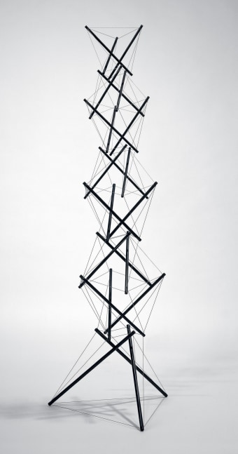 Black E.C. Tower, 1974

black anodized aluminum and stainless-steel cable, edition of 4

41 x 14 1/2 x 12 1/2 in. / 104.1 x 36.8. 31.8 cm