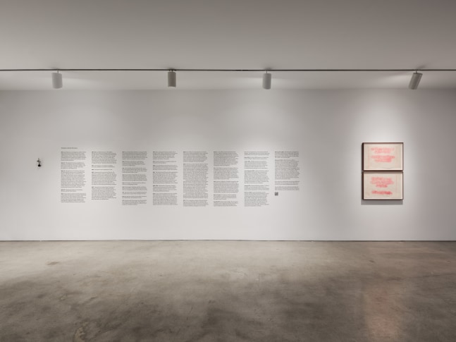 Installation view of &quot;Laura Anderson Barbata: Singing Leaf&quot; showcasing a timeline of the life and after-life of Julia Pastrana.