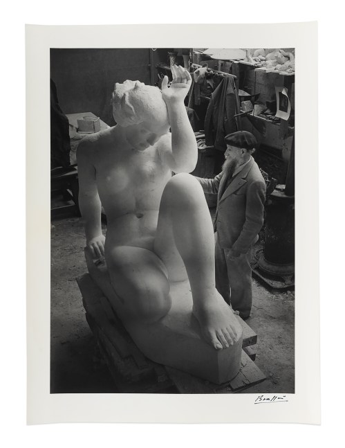 Maillol finissant sa grande sculpture, La Montagne&amp;nbsp;(Maillol finishing his large sculpture, La Montagne), 1936&amp;nbsp;&amp;nbsp;
gelatin silver print on double weight paper&amp;nbsp;
image: 13 3/4 x 9 3/4 in. / 34.9 x 24.8 cm

sheet: 15 3/4 x 11 3/4 in. / 40 x 29.8 cm&amp;nbsp;

recto:&amp;nbsp;signed, lower right

verso:&amp;nbsp;stamped &amp;lsquo;Tirage de l&amp;rsquo;Auteur&amp;rsquo;; &amp;lsquo;Copyright by BRASSA&amp;Iuml; 1936 All Rights Reserved&amp;rsquo;, inscribed &amp;lsquo;Maillol finissant sa grande sculpture: La Montagne&amp;rsquo;; &amp;lsquo;Cat. 49&amp;rsquo;; &amp;lsquo;A.43&amp;rsquo;; &amp;lsquo;PN1502/2&amp;rsquo;&amp;nbsp;