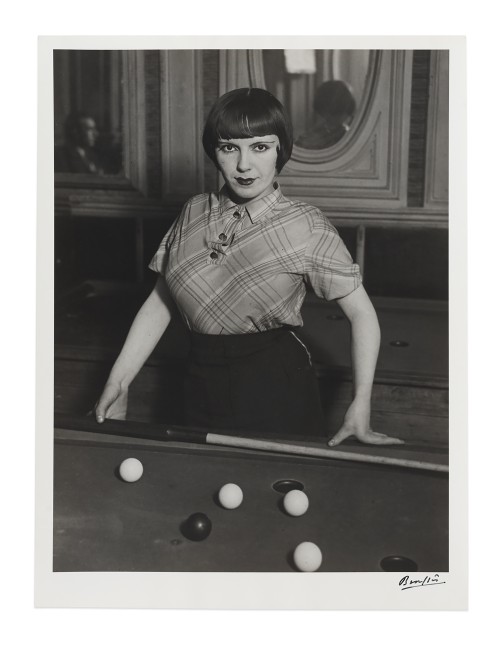 Fille de joie jouant au billard russe, boulevard Rochechouart, Montmartre&amp;nbsp;(A prostitute playing Russian billiards, Boulevard Rochechouart, Montmartre), c. 1932
gelatin silver print on double weight paper
image: 14 1/4 x 10 3/4 in. / 36.2 x 27.3 cm

sheet: 15 3/4 x 11 3/4 in. / 40.0 x 29.8 cm&amp;nbsp;

recto:&amp;nbsp;signed, lower right&amp;nbsp;

verso:&amp;nbsp;stamped &amp;lsquo;Copyright by BRASSA&amp;Iuml;&amp;rsquo;; &amp;lsquo;Tirage de l&amp;rsquo;Auteur&amp;rsquo;, inscribed &amp;lsquo;La Fille au billard Russe vers 1932&amp;rsquo;; &amp;lsquo;1932 all rights reserved&amp;rsquo;; &amp;lsquo;pl. 401&amp;rsquo;; &amp;lsquo;p. 81&amp;rsquo;;&amp;nbsp;&amp;lsquo;PN1204/16&amp;rsquo;&amp;nbsp;