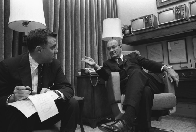 President Lyndon Johnson and Joseph Califano, the White House, Washington D.C., April 5, 1968 (Courtesy LBJ Presidential Library)