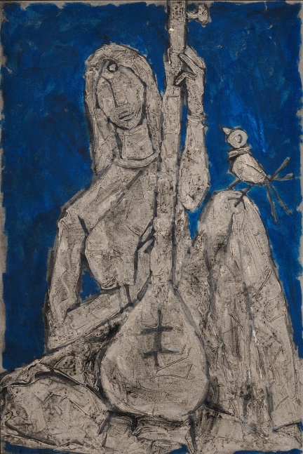 M. F. Husain,&amp;nbsp;Untitled (Lady with a Sitar), 1962
Oil on canvas,&amp;nbsp;36.13 x 24.25 in,&amp;nbsp;91.76 x 61.60 cm
HUSMF449