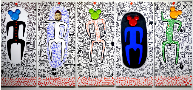 Victor Ekpuk

Mickey on Broadway (2014)

Found objects on wood panels

84 x 36&amp;nbsp;in. each (5 panels)

Price on request