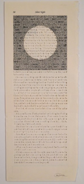 Youdhisthir Maharjan
Silent Night
2017
Hand-cut text collage on reclaimed book pages
13.5 x 5.5 in.
$2,100