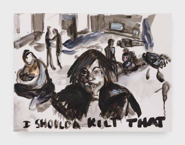 An ink drawing on paper by Asher Hartman.