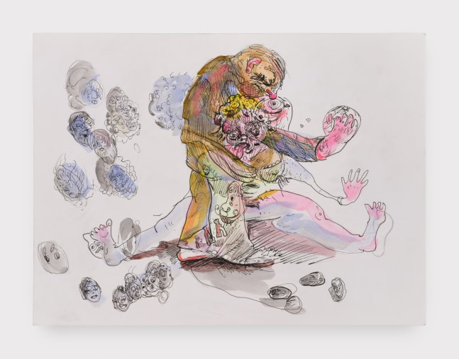 An ink drawing on paper by Asher Hartman.