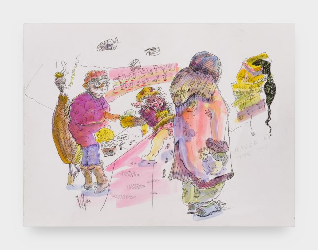 An ink drawing on paper by Asher Hartman.