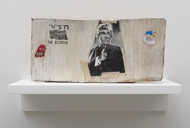 Eat, 2015

Unfired claym paint, ink, graphite and wood

5 1/2 x 11 1/4 x 1 3/4 inches