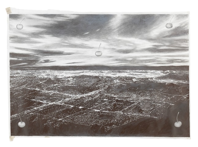 A drawing of Los Angeles with cherries on top