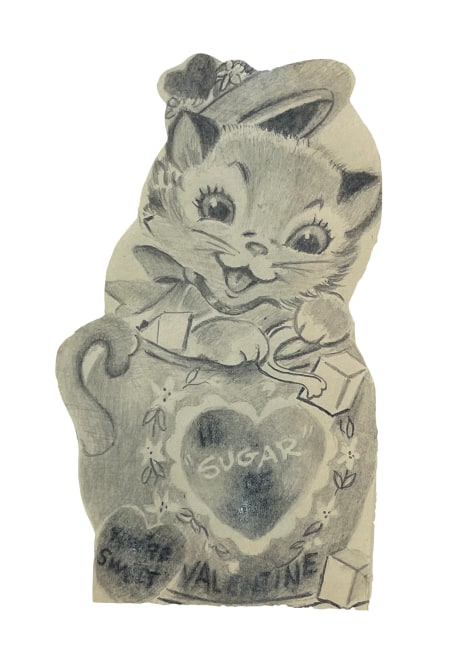 A drawing of a kitten Valentine