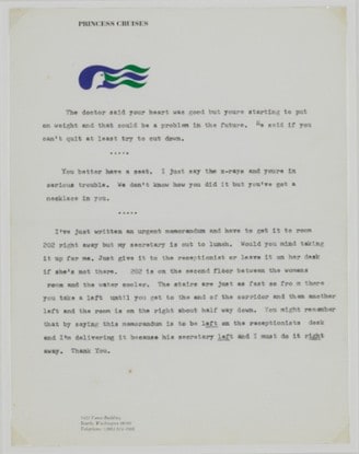 Untitled (The doctor said your heart was good...&quot;), 1970-71