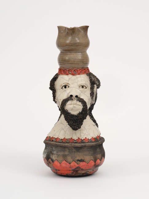 Akinsanya Kambon Libation Vessel (Orange/White) , 2010 Raku fired ceramic 16 x 7 1/4 x 7 1/4 inches