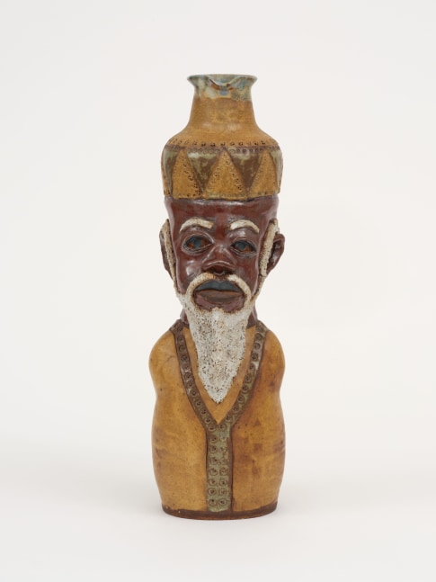 Akinsanya Kambon Libation Vessel (Man/Brown/Gold) , 1998 Raku fired ceramic 14 1/2 x 5 1/2 x 5 1/2 inches