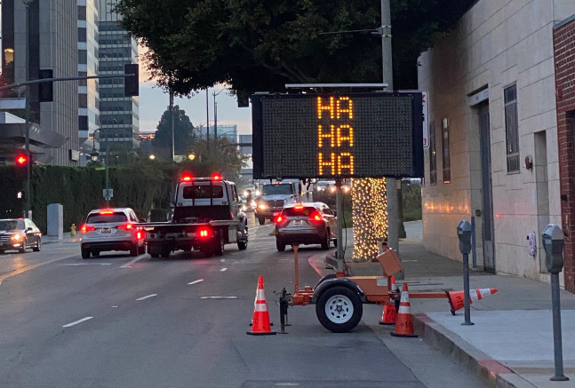Installation view of Mel Bochner's Street Sign, 2021