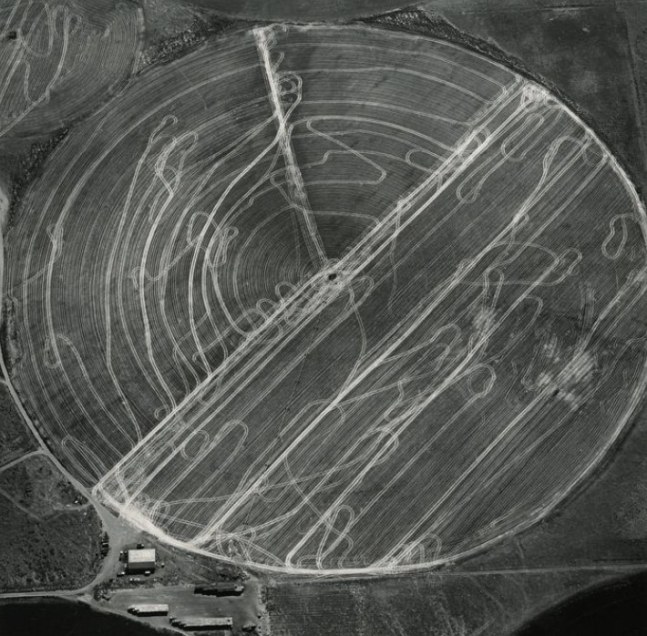 Harvest Traffic over Agricultural Pivot near Hermiston, Oregon, 1991