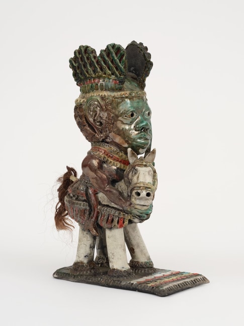Akinsanya Kambon, Oba of Benin on Horse, 2012, Raku fired ceramic, 15 x 5 1/2 x 10 inches