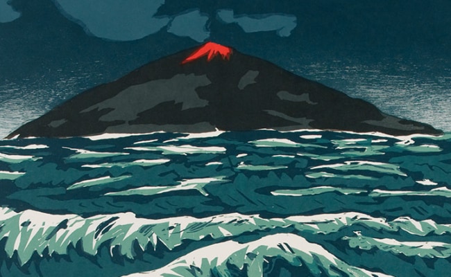 Richard Bosman, Volcano woodcut detail
