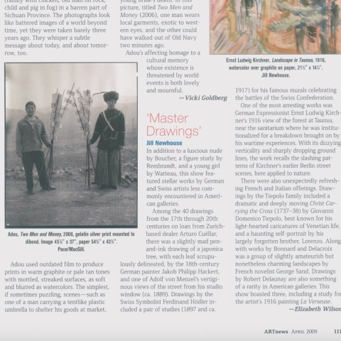 Review in Artnews: Master Drawings at Jill Newhouse Gallery, April 2009