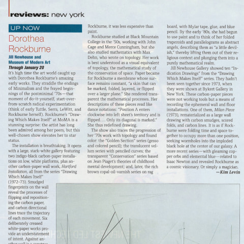 ArtNews Review: Dorothea Rockburne / Jill Newhouse Gallery and Museum of Modern Art, December 2013
