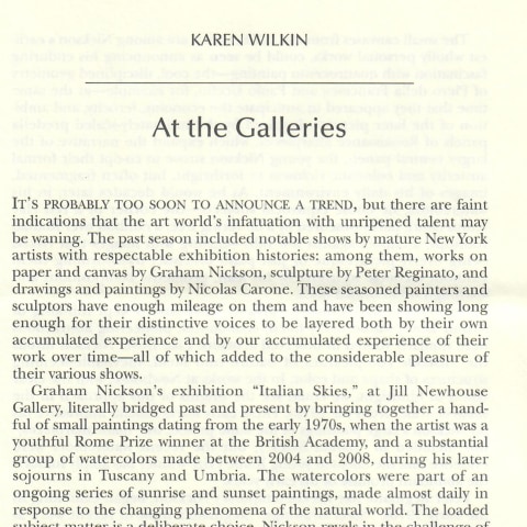 Review in the The Hudson Review Vol. LXII, No, 3: At the Galleries, Autumn 2009