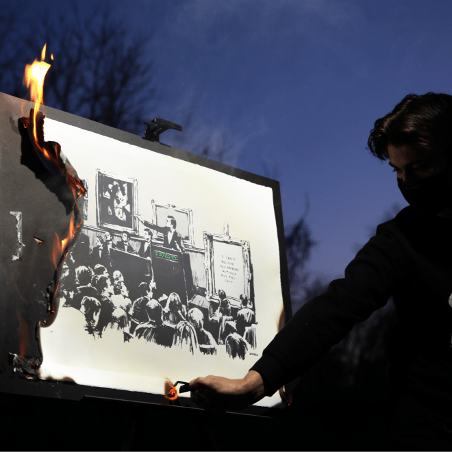 THE NEW YORKER | Burnt Banksy’s Inflammatory N.F.T. Not-Art