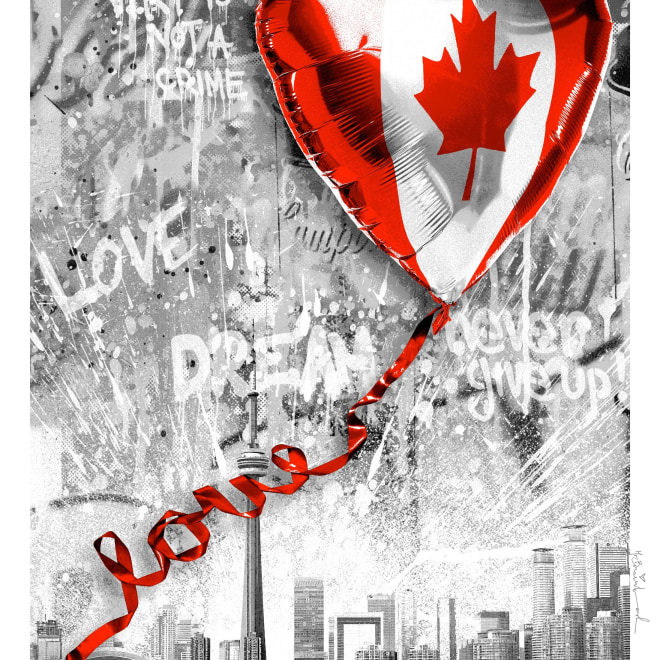 Art for Relief | Taglialatella Galleries Toronto X Mr. Brainwash, &quot; We Love Canada&quot;. Benefitting Street Haven Toronto