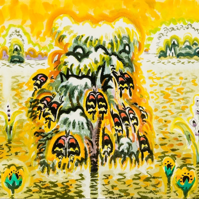CHARLES EPHRAIM BURCHFIELD (1893–1967), "The Butterfly Tree," 1960. Watercolor on paper, 15 x 19 in. (detail).
