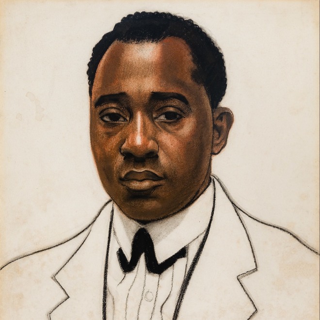 WINOLD REISS (1886–1953), "Portrait of Robert Nathaniel Dett," 1925. Pastel on Whatman board, 20 x 15 1/8 in. (detail).