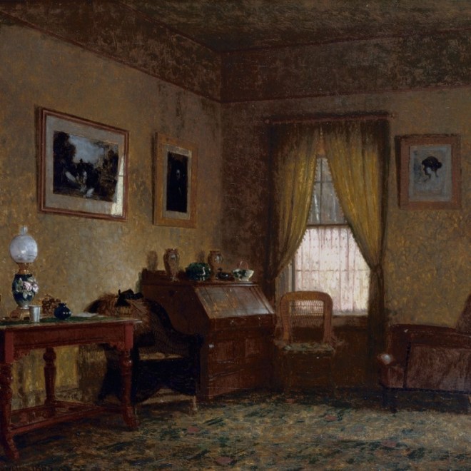 GEORGE HENRY YEWELL (1830–1923), "General Grant’s Parlor, Drexel Cottage, Mount McGregor, New York,  Oil on canvas, 15 x 19 in.