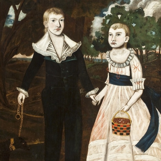 JONATHAN BUDINGTON (1779?–1823), "Portrait of the Cannon Children," 1775. Oil on canvas, 45 7/8 x 36 1/8 in. (detail).
