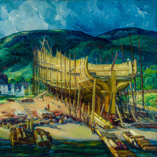 ABRAHAM LEON KROLL (1884–1974), "Building the Ship," 1916. Oil on canvas, 46 x 52 in. (detail).