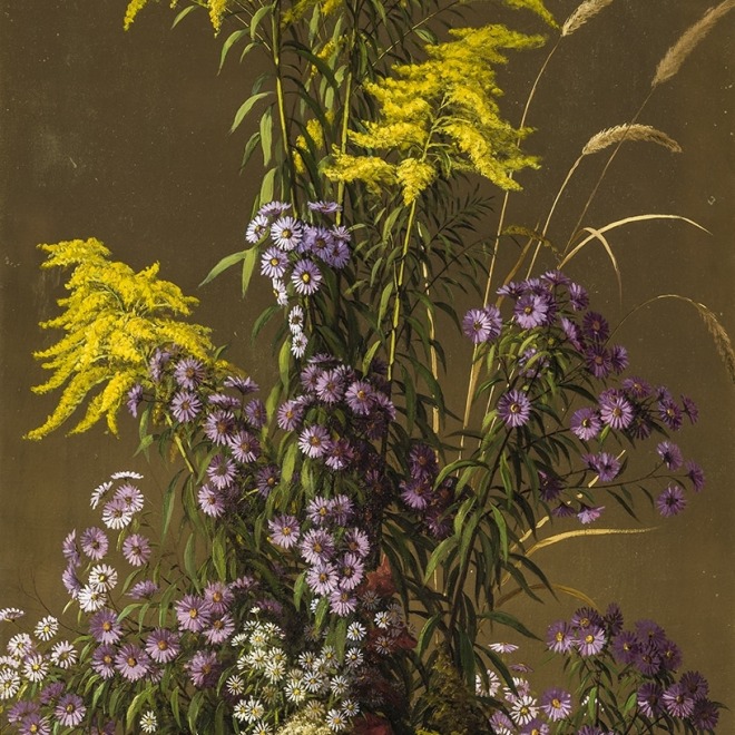 JOHN ROSS KEY (1832–1920), "Goldenrod and Other Wildflowers," 1882. Oil on canvas, 36 x 20 in. (detail).
