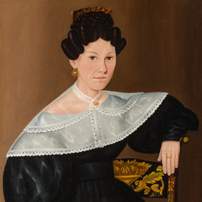 JOHN BRADLEY (1801–circa 1847), "Portrait of Mr. Abraham Cole Totten," 1834. Oil on canvas, 33 x 27 in. (detail).