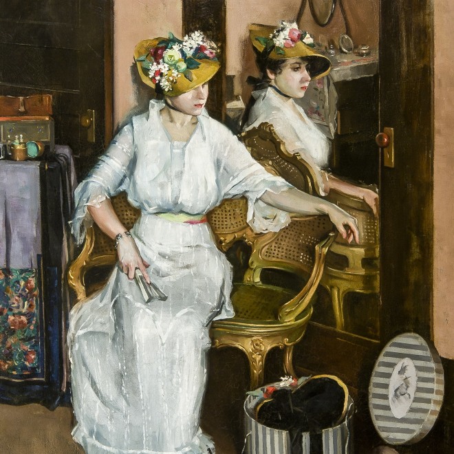 MAURICE MOLARSKY (1885–1950), "Reflections," 1914. Oil on canvas, 54 x 42 in. (detail).
