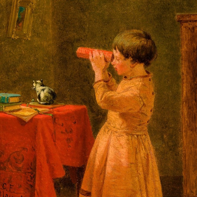 CHARLES FELIX BLAUVELT (1824–1900), "Child with Kaleidoscope," 1871. Oil on canvas, 12 1/16 x 9 3 /16 in.