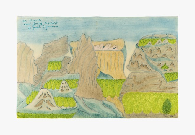 Drawing by Joseph Yoakum titled &quot;Mt. Huerta near Juraz Mexico&quot; from 1970