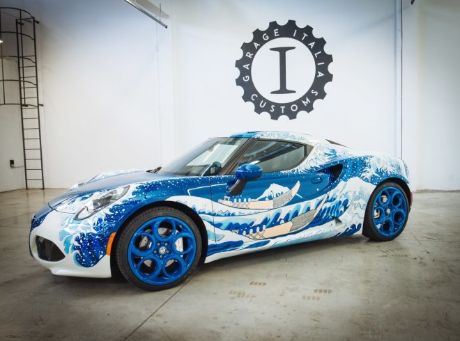 GARAGE ITALIA, &quot;ALFA ROMEO 4C PAINTED WITH HOKUSAI&rsquo;S THE GREAT WAVE OFF KANAGAWA,&quot; 2016. CUSTOMIZED ALFA ROMEO 4C.