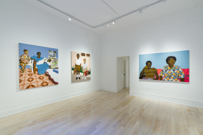 Installation view of Cornelius Annor: Lost But Found at Venus Over Manhattan, New York, 2021