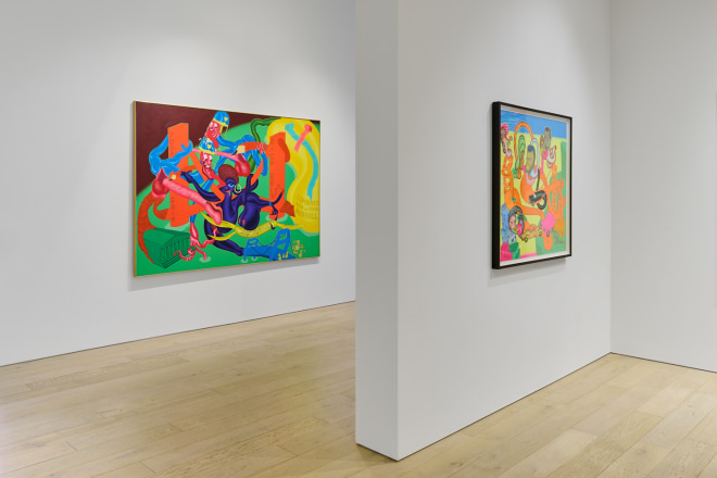 Installation view of &quot;Peter Saul: San Francisco&quot; at Berggruen Gallery, San Francisco, 2021