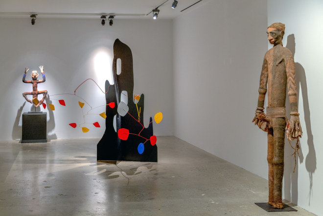 Installation view of Calder Crags + Vanuatu Totems from the Collection of Wayne Heathcote, New York, Venus Over Manhattan