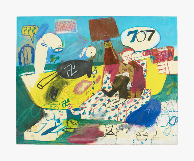 Work on paper by Peter Saul titled Untitled (Pineapple Vinegar) from 1961.