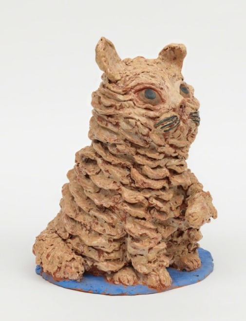 Sally Saul, Wise Cat, 2000, Clay and glaze, 13 x 9 1/2 x 8 1/2 in (33 x 24.1 x 21.6 cm)