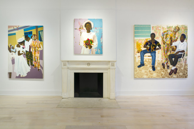 Installation view of Cornelius Annor: Lost But Found at Venus Over Manhattan, New York, 2021