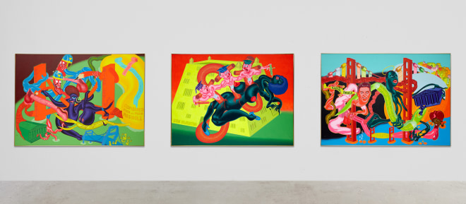 Installation view of Peter Saul: From Pop to Punk, New York, Venus Over Manhattan, 2015