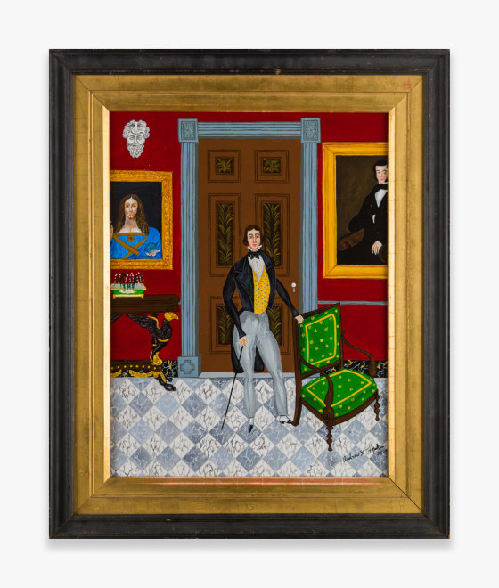 Painting by Andrew LaMar Hopkins titled Gabriel Aime at Le Petit Versailles, n.d.