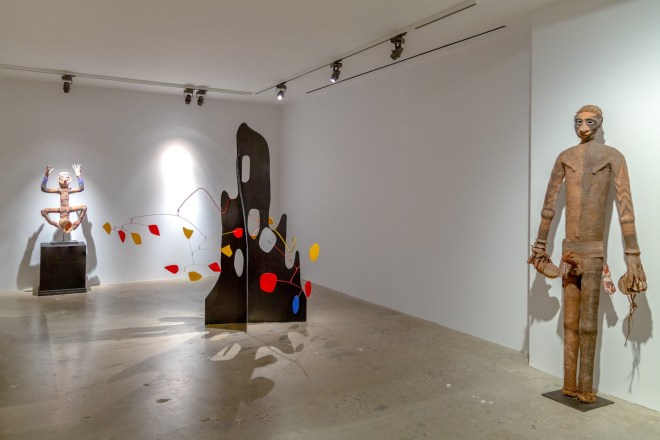 Installation view of Calder Crags + Vanuatu Totems from the Collection of Wayne Heathcote, New York, Venus Over Manhattan