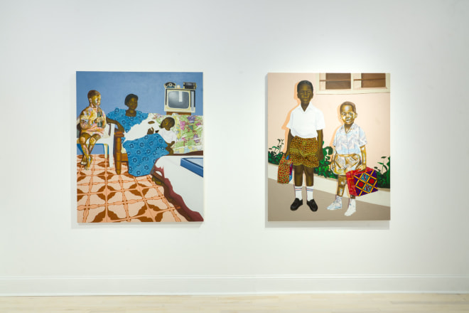 Installation view of Cornelius Annor: Lost But Found at Venus Over Manhattan, New York, 2021