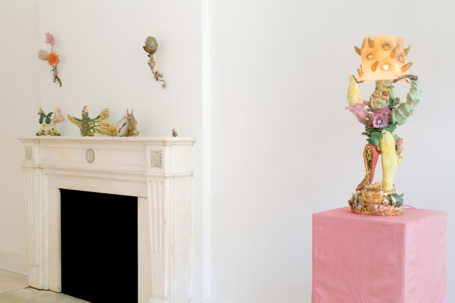 Installation view of &quot;Katie Stout: Verdant Formations,&quot; New York, 2021.