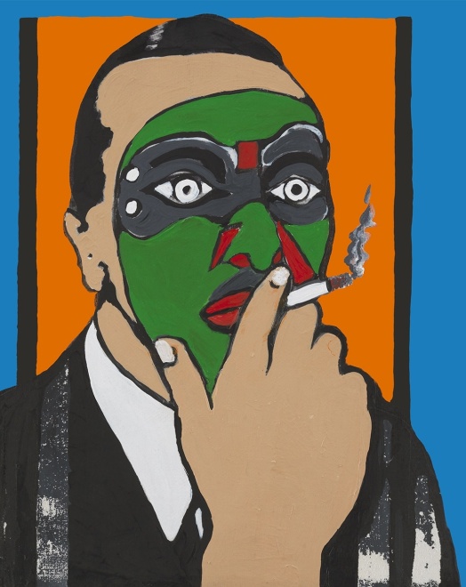 No&euml;l Coward, 1986, Acrylic and paper collage on canvas