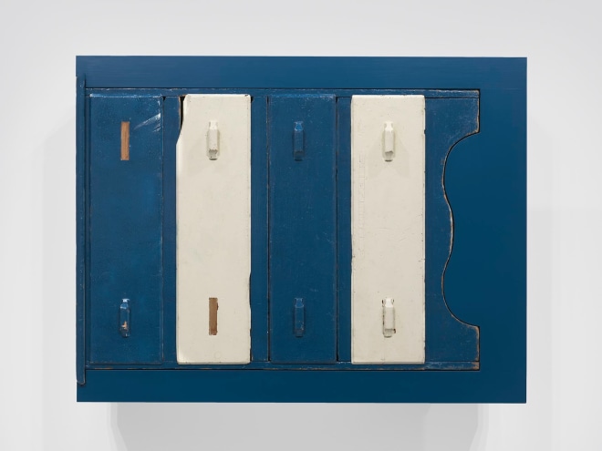 Untitled (found blue chest), 2011, Enamel on eastern maple, found chest